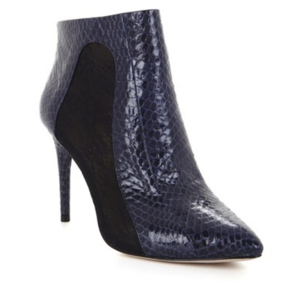 BCBGMaxAzria Navy Snakeskin Ankle Boots